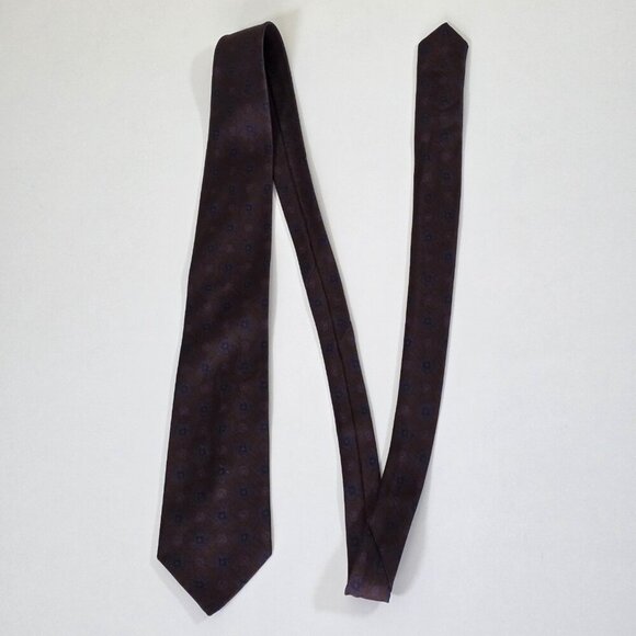 Pierre Balmain Silk Tie Brown Geo Circles Print Party Canada W 3 L 58 inches - Picture 4 of 13